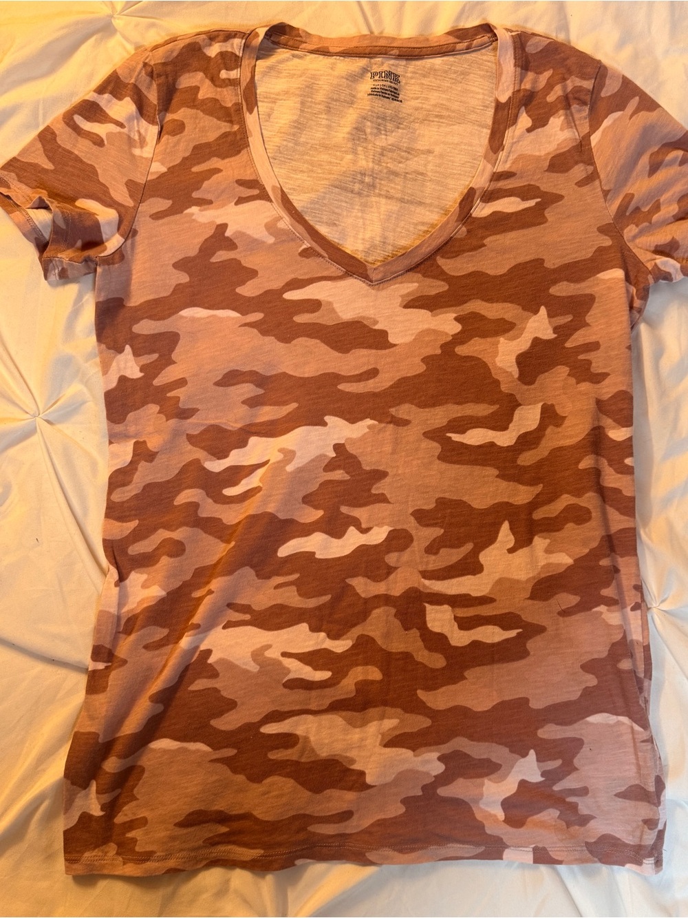 PINK Victoria's Secret Mauve and light pink Camo V-Neck Tee